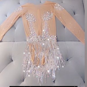 Body suit Rhinestone dress Ari Fletcher inspired!